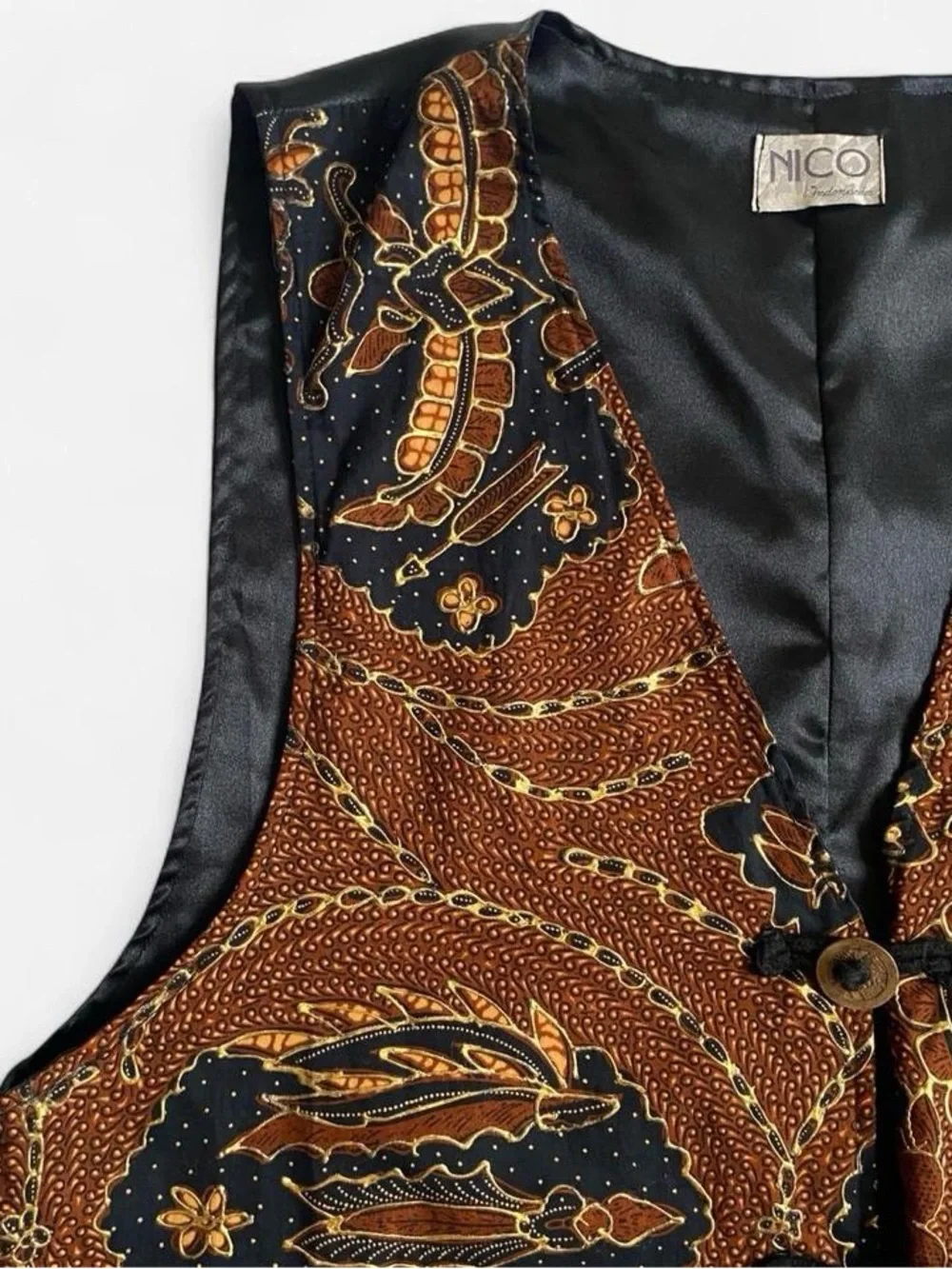 Vintage brown & black abstract patterned vest